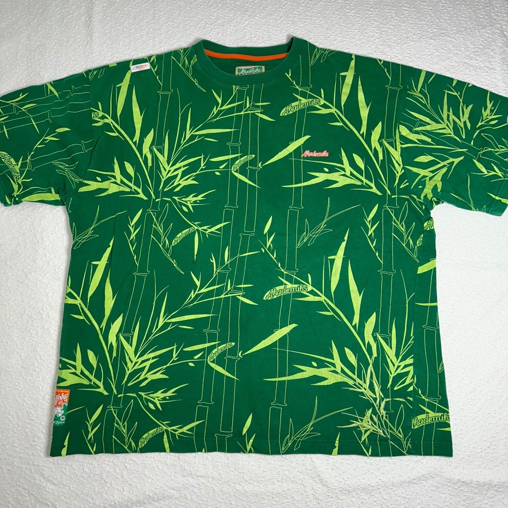 Vintage‎ Akademiks Graphic T-Shirt Bamboo Print Hip Hop Streetwear Mens 3XL